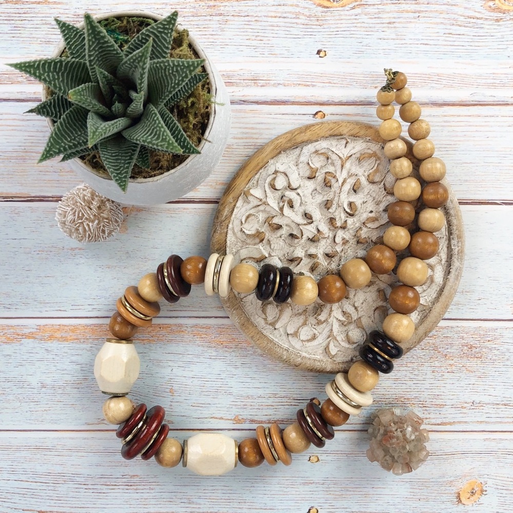 ❌SOLD❌VTG 80s Chunky Wooden Bead Statement Necklace